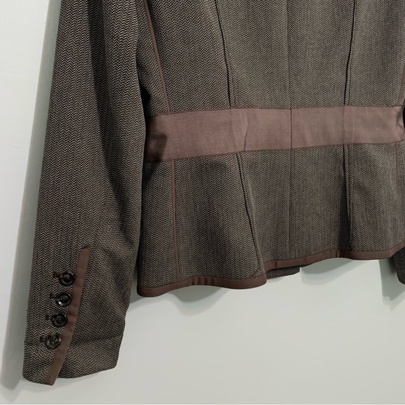 Etcetera Brown Houndstooth Blazer Jacket Hidden Buttons Size 6 - Picture 5 of 15